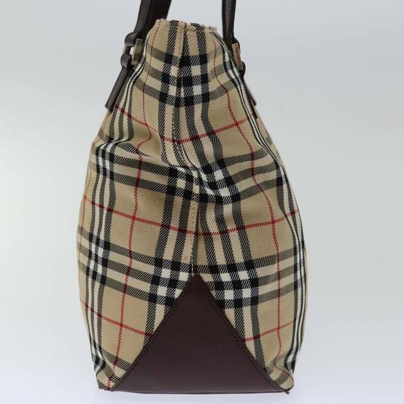 BURBERRY Nova Check Blue Label Hand Bag Canvas Beige Auth bs13348 - Picture 4 of 16